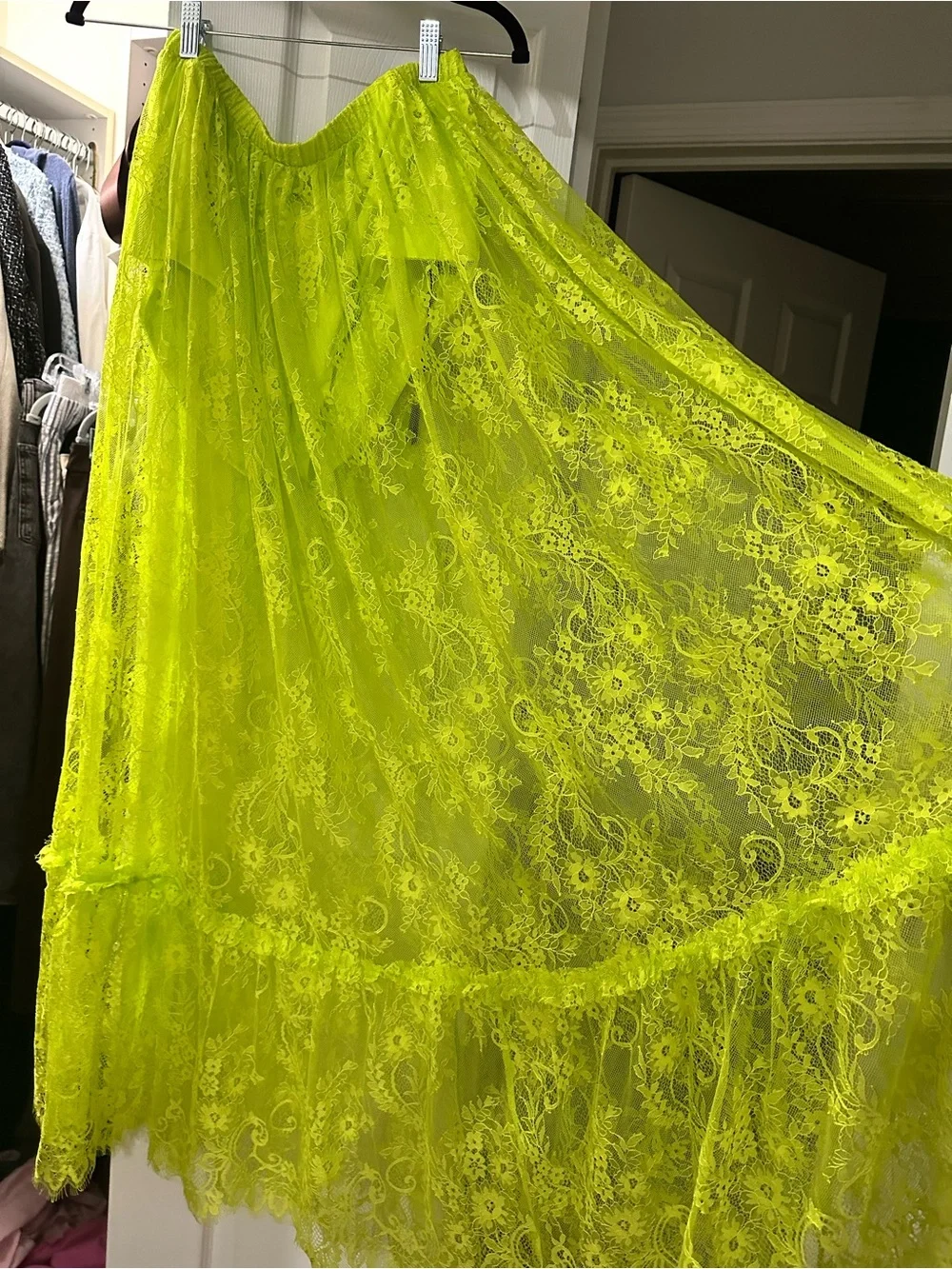 AFRM Neon Lime Sheer Lace Maxi Skirt and Top. New with tags - Picture 3 of 6